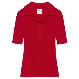 Courreges Strick Polo Shirt Rot Rot