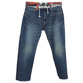 Jeans retas impressos em denim azul de algodão Junya Watanabe x Comme Des Garçons Azul
