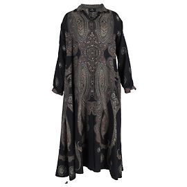 Abito camicia midi con stampa Paisley Etro in viscosa nera Nero