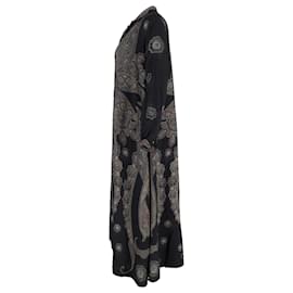Etro- Etro Paisley Print Midi Shirt Dress in Black Viscose-Black