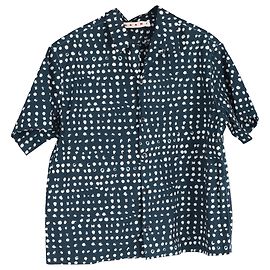 Camicia a maniche corte a pois Marni in cotone blu navy Blu Blu navy