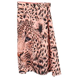 Jupe midi A-line en polyester imprimé léopard MSGM en pêche Pêche