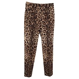 Dolce & Gabbana-Dolce & Gabbana Slim-Cut Trousers in Animal Print  Cotton-Other,Python print