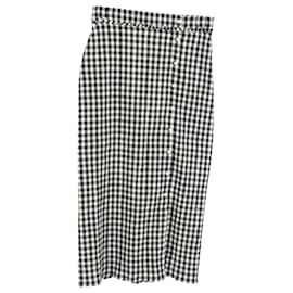 Autre Marque- Altuzzara Belili Checkered Print Midi Ruffle-Trim Pencil Skirt in Multicolor Cotton-Multiple colors