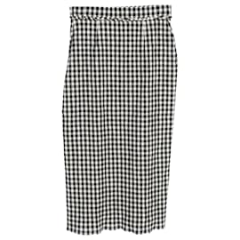 Autre Marque- Altuzzara Belili Checkered Print Midi Ruffle-Trim Pencil Skirt in Multicolor Cotton-Multiple colors