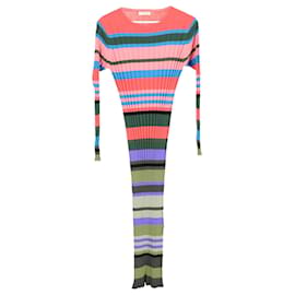 Autre Marque-Stine Goya Jeanne Stripe Ribbed Midi Dress in Multicolor Viscose-Multiple colors