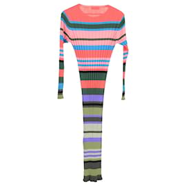 Autre Marque-Stine Goya Jeanne Stripe Ribbed Midi Dress in Multicolor Viscose-Multiple colors