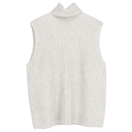 Dries Van Noten-Dries Van Noten Ribbed-nit Turtleneck Vest In Ecru Wool-White,Cream