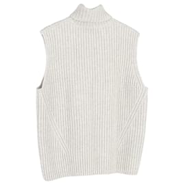 Dries Van Noten-Dries Van Noten Ribbed-nit Turtleneck Vest In Ecru Wool-White,Cream
