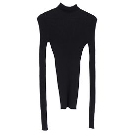 Pull à col roulé côtelé Jil Sander en laine noire Noir