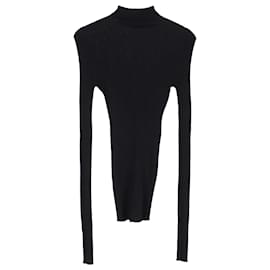 Jil Sander-Jil Sander Ribbed Turtleneck Sweatr in Black Wool-Black