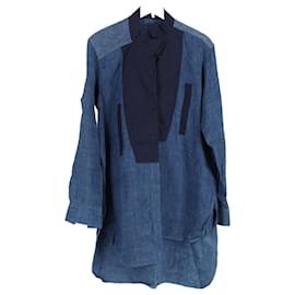 Abito camicia in chambray patchwork Loewe in cotone blu Blu