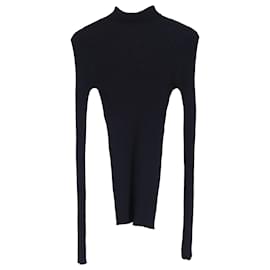 Jil Sander-Jil Sander Ribbed Turtleneck Sweater in Navy Blue Wool-Blue,Navy blue