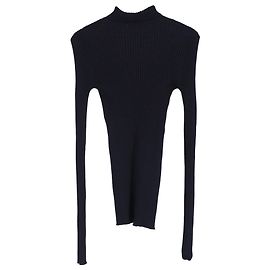Jil Sander Ripp-Turtleneck-Pullover aus marineblauer Wolle Blau Marineblau