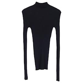 Jil Sander-Jil Sander Ribbed Turtleneck Sweater in Navy Blue Wool-Blue,Navy blue