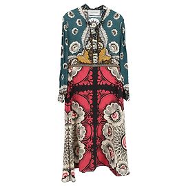 Valentino Garavani Vestido midi em crepe de chine impresso Valentino em seda multicolorida Outro Impressão em python