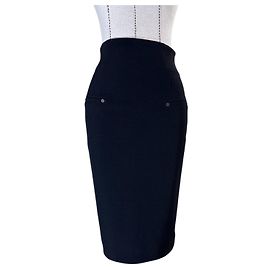Plein Sud Black Wool Blend Midi Skirt Black