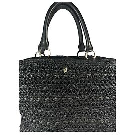 Autre Marque HELEN KAMINSKI Bolsa de ombro grande de ráfia e couro preta Preto