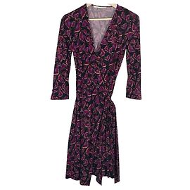 Diane Von Furstenberg Julian Seidenwickelkleid Rosa Schwarz Schwarz Pink