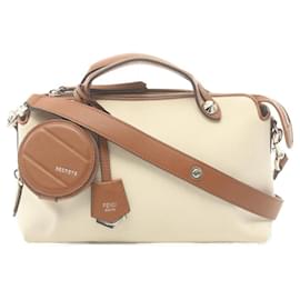 Fendi-Fendi By The Way Medium Canvas Leather Handbag-White
