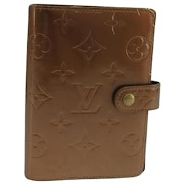 Louis Vuitton-LOUIS VUITTON Vernis Agenda PM Day Planner Cover Bronze R21004 LV Auth 103667-Bronze