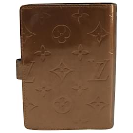Louis Vuitton-LOUIS VUITTON Vernis Agenda PM Day Planner Cover Bronze R21004 LV Auth 103667-Bronze