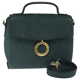 Céline-CELINE Hand Bag Leather 2way Green Gold Auth 94979-Golden,Green