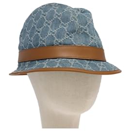 Gucci-GUCCI GG Canvas Hat Denim L Blue Auth yk16007-Blue