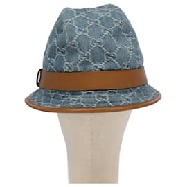 Gucci-Chapeau en toile GG GUCCI Denim L Bleu Auth yk16007-Bleu