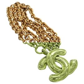 Chanel-CHANEL Necklace metal Gold CC Auth ep6760-Golden