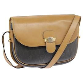 Christian Dior-Christian Dior Honeycomb Canvas Shoulder Bag PVC Leather Beige Gold Auth bs18673-Beige,Golden