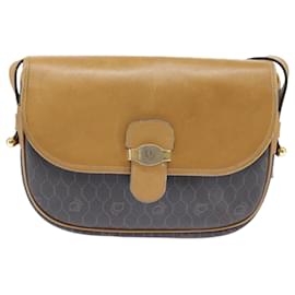 Christian Dior-Christian Dior Honeycomb Canvas Shoulder Bag PVC Leather Beige Gold Auth bs18673-Beige,Golden
