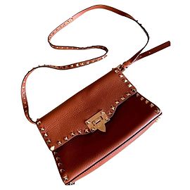 Bolso Valentino Garavani Rockstud Piel Granulada Marrón Oscuro Marrón oscuro