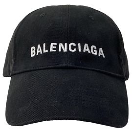 Schwarze Baumwoll-Baseballmütze mit gesticktem Balenciaga-Logo Schwarz