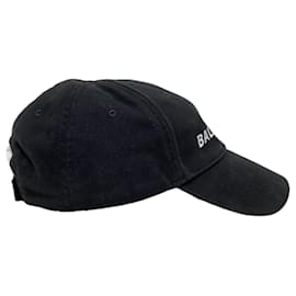 Balenciaga-Boné de beisebol em algodão preto com logo bordado Balenciaga-Preto