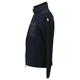 Moncler- Moncler Grenoble Zipped Cardigan with Chest Pocket in Navy Blue Fleece-Blue,Navy blue