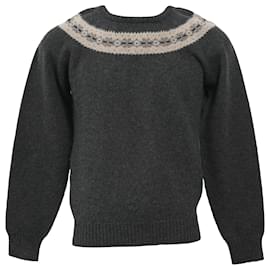Jil Sander- Jil Sander Knitted Chest Pattern Detail Crewneck Sweater in Grey Wool-Grey
