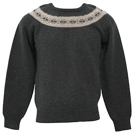 Jil Sander Strickpullover mit Musterdetail in grauer Wolle. Grau