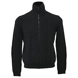 Prada- Prada Knitted Zipped Elbow Patch Sweater in Black Wool-Black