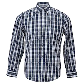 Gucci- Gucci Bee Fil Coupé Duke Shirt in Blue Cotton-Blue