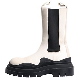 Bottega Veneta Botas Chelsea de couro creme - tamanho EU 38 Cru