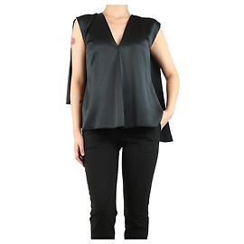 Msgm Schwarze ärmellose Satinbluse - Größe UK 8 Schwarz