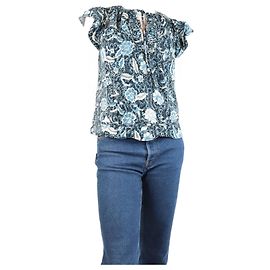 Ulla Johnson Blue floral short-sleeved blouse - size UK 6 Blue
