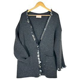 Christopher Kane Pailletten Cardigan Oversize Grau Wolle Grau