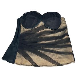 Dolce & Gabbana Top bustier corset de tule preto e bege Preto Areia
