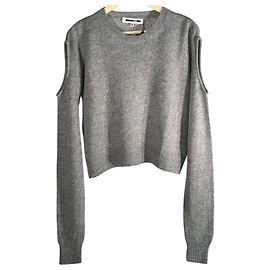 Alexander McQueen Pull en laine épaules dénudées gris Gris