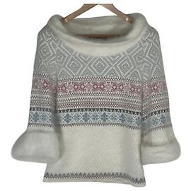 Fair Isle Angora Pullover von JOHN GALLIANO Pink Weiß Blau