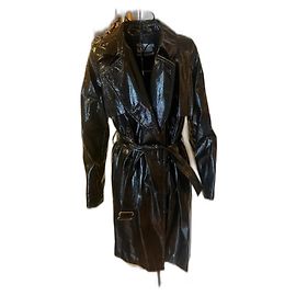Yves Saint Laurent Vinyl Trench Black Size 36 Black
