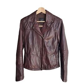 Weekend Max Mara dark brown leather biker jacket Brown Dark brown
