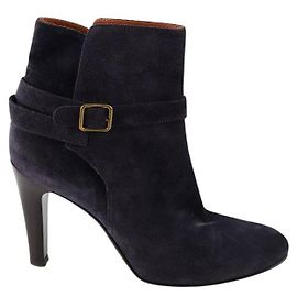 Michel Vivien Boots à talon en daim Bleu Marine